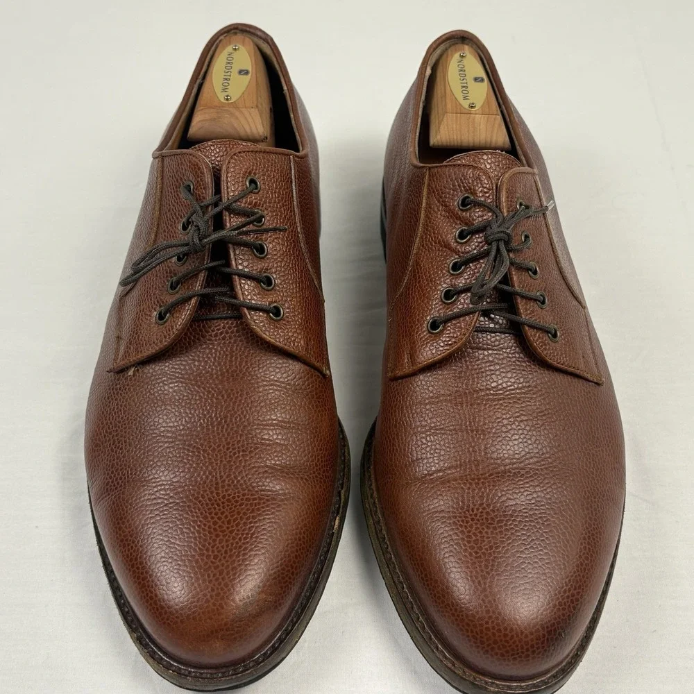 VTG Salvatore Ferragamo Studio Brown Pebble Grain Derby Shoes 10.5 2E Italy EUC
